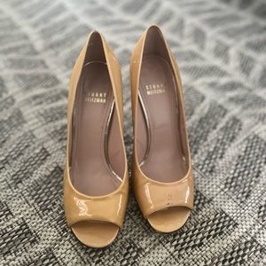 Stuart Weitzman Adobe Aniline Open Toe Peep Toe Heels Size 5 1/2